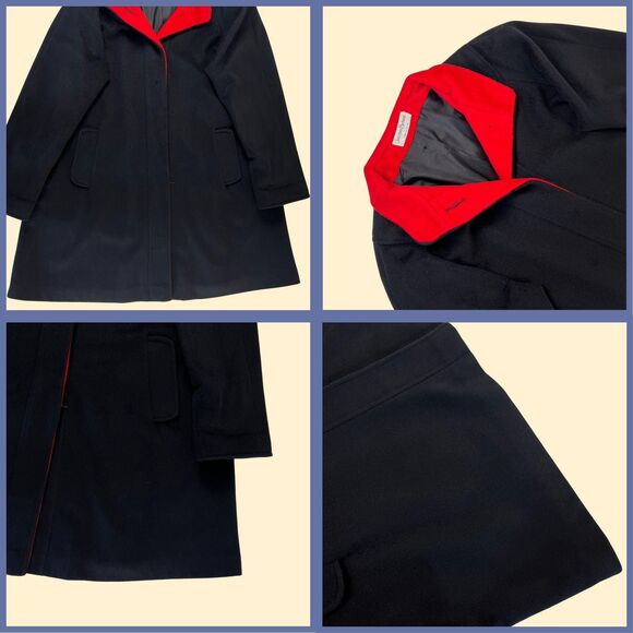 70s/80s black wool trench coat by Jonathan Michael, size 10 vintage jacket - Picture 2 of 9